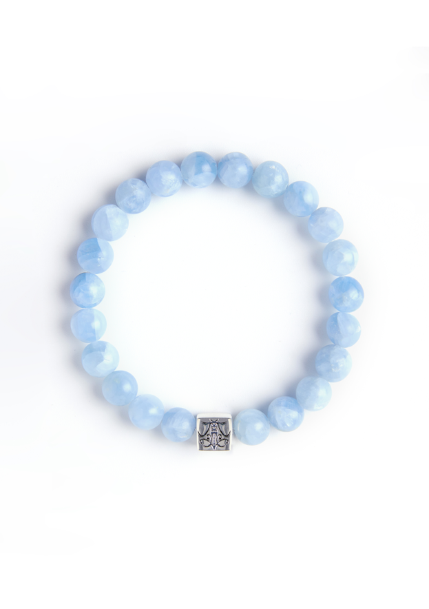 Embrace All - Original Chinese Feng Shui Lucky Bracelet Charms in Hong Kong made of Silver, Celestite. Blessing For : Wealth, Sooth Mood. 