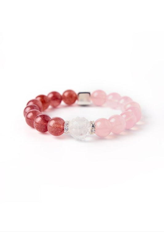 Meet The Right One - Original Chinese Feng Shui Lucky Bracelet Charms in Hong Kong made of Gold, Silver, Rose Quartz, Strawberry Quartz and Fox shaped Clear Quartz. Blessing For : Romantic relationships, Harmonious Relationships. 