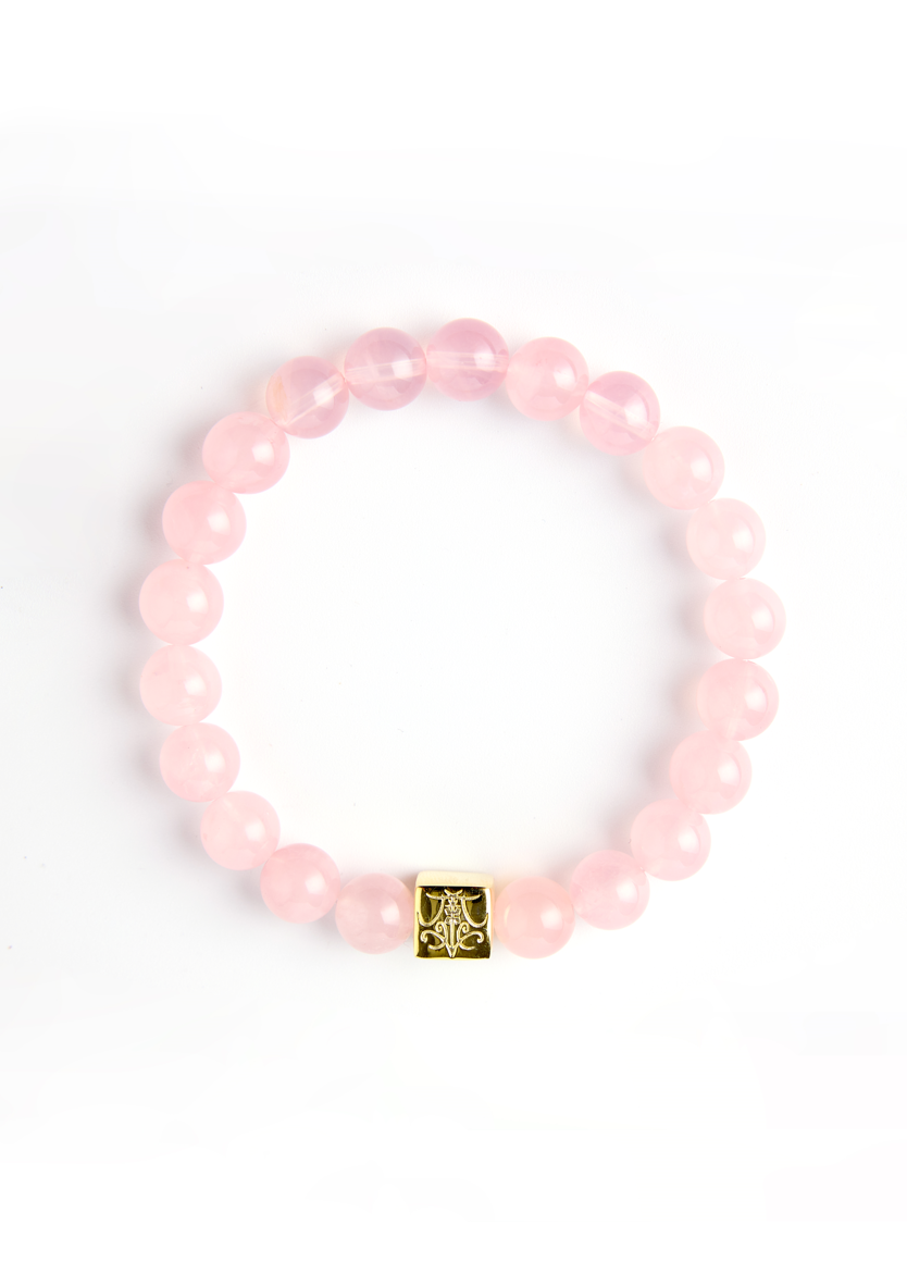 Romance Seeking - Original Chinese Feng Shui Lucky Bracelet Charms in Hong Kong made of Gold plating Silver, Rose Quartz. Blessing For : Romantic relationships, Harmonious Relationships.